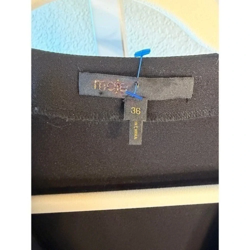 Maje Black Rhinestone Paisley Wrap Mini Dress Long Sleeve V-Neck Size 36 US 4 - Picture 4 of 7